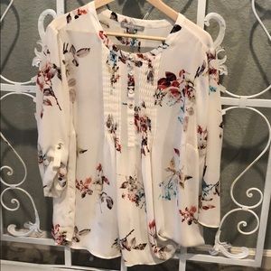 Daniel Rainn ivory blouse with pleating